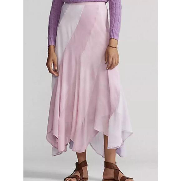 Ralph Lauren Soft Pink Lavender Asymmetrical Midi Skirt - Picture 1 of 6